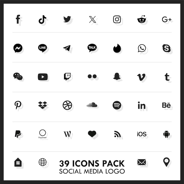 Vector 39 icons pack social media logo