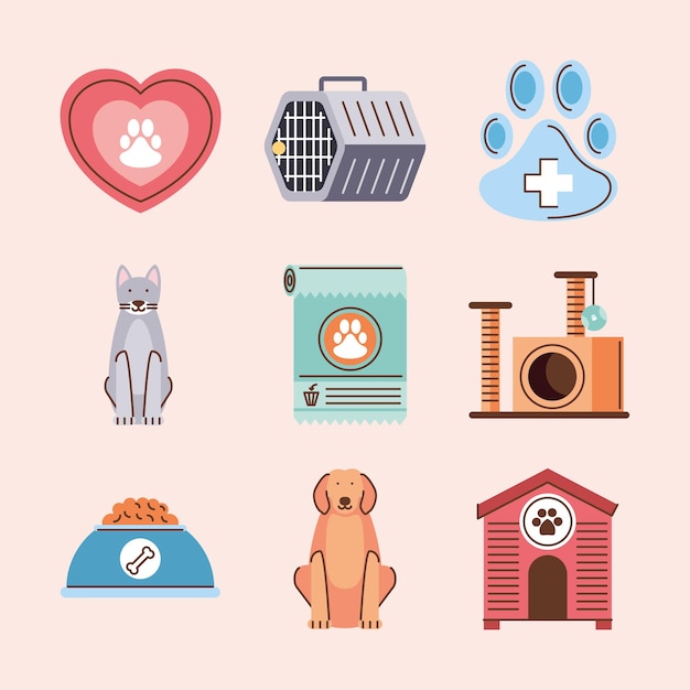 Vector icons pets animals