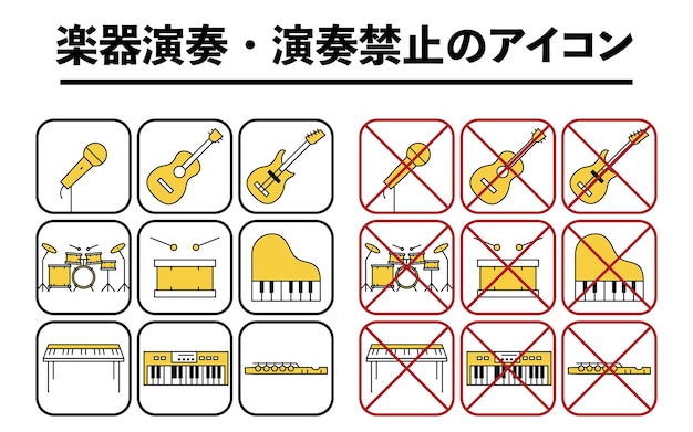 楽器演奏・演奏禁止のアイコン