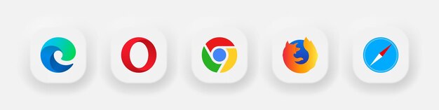 Vector icons of popular browsers edge opera mozilla ghrome safari browser logos editorial of top browsers vector icons