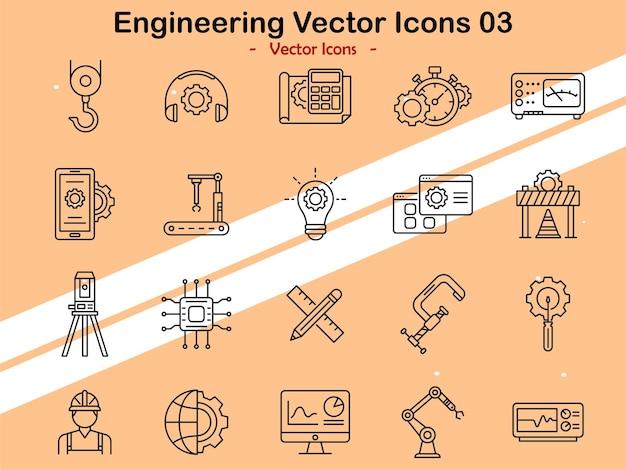 Vector icons representing various engineering disciplines in vector style