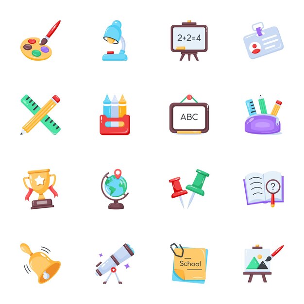 Vector icons for a school and school related apps