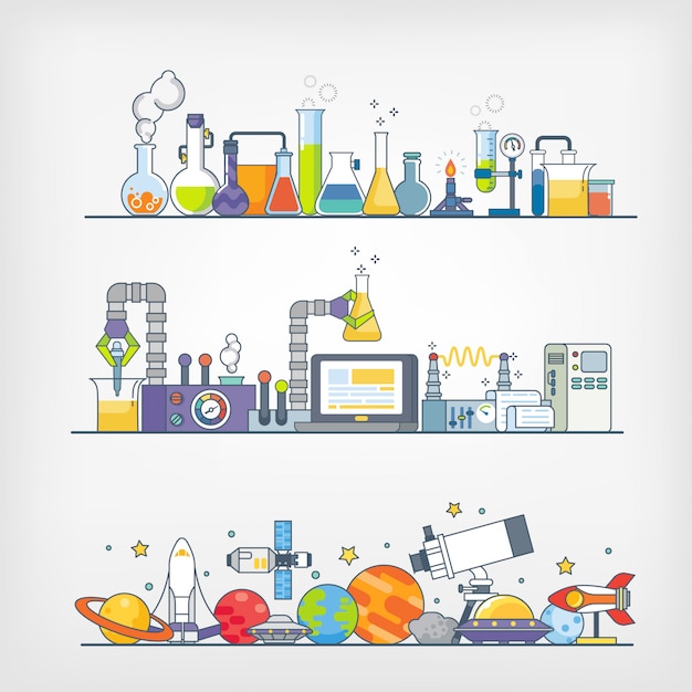 Vector icons of science/experiment