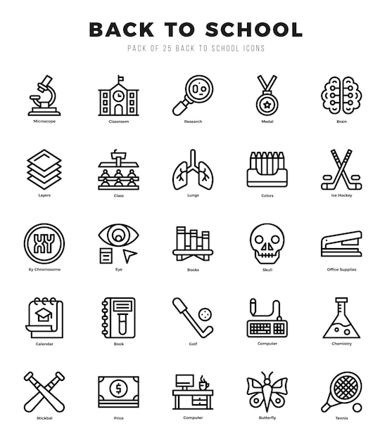 icons set Back To School for web app vector illustration