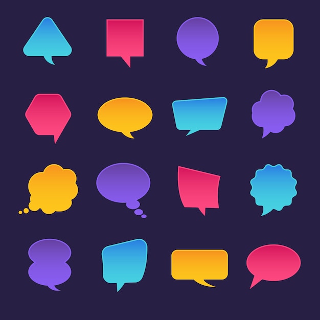   icons set bubble message for text.  illustrations.
