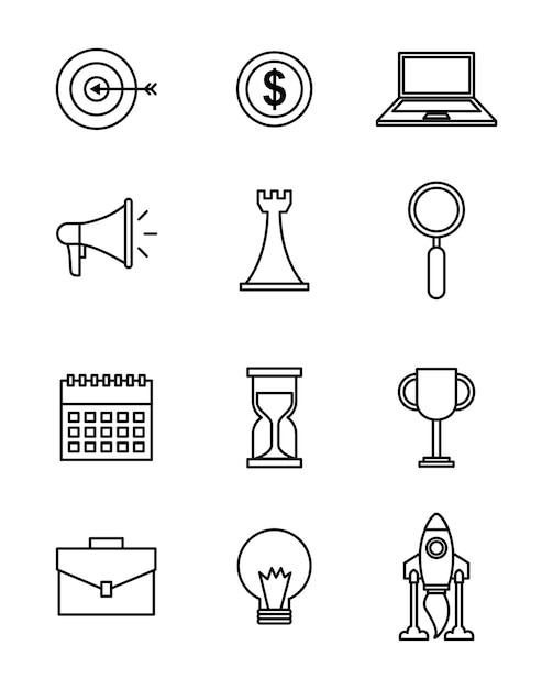 Icons set of business and start up concept