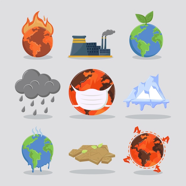 Vector icons set climate change