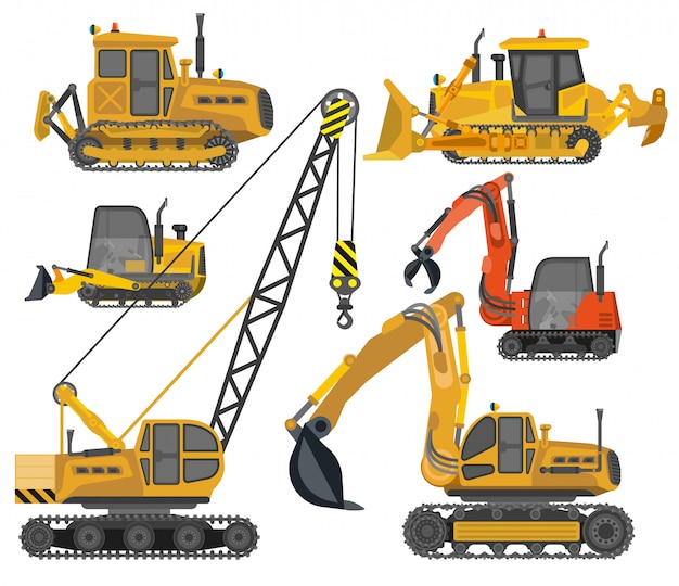 Icons set of construction machinery