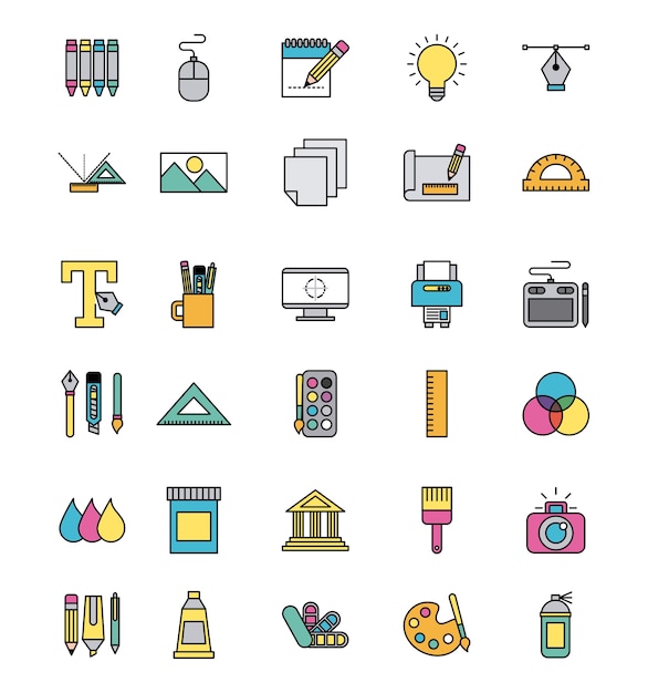 Icons set Creativity draw