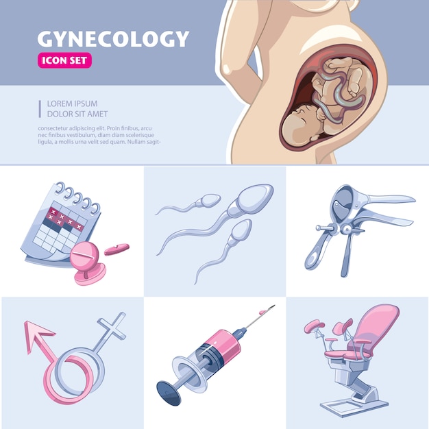  icons set of gynecology  