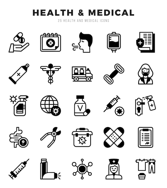 icons set HEALTH MEDICAL voor webapp vector illustratie