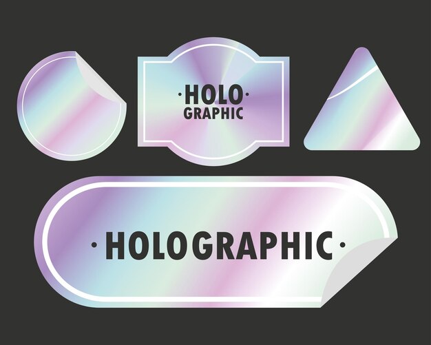 Vector icons set hologram labels