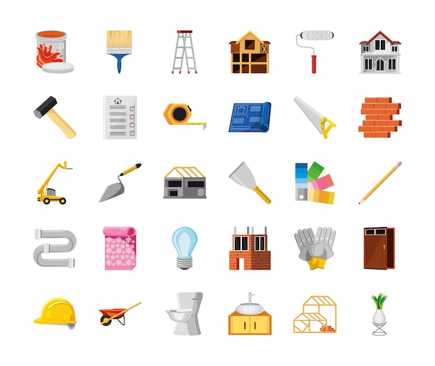 Icons set home improvement