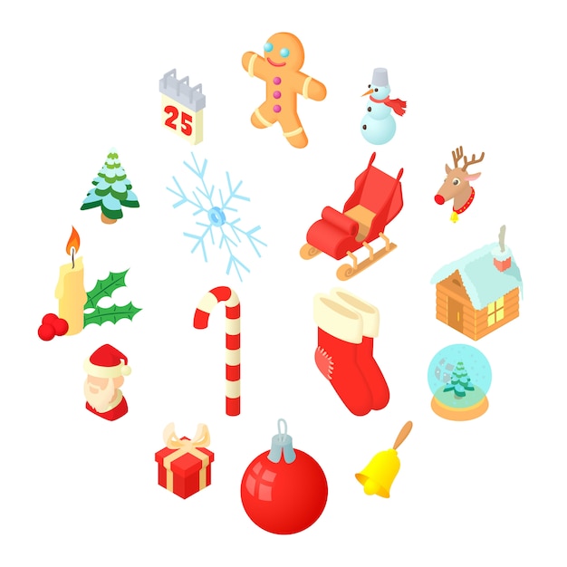 Icons set in isometric 3d style. set collection illustration