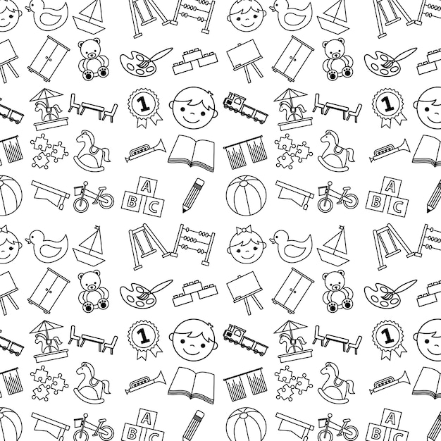 Vector icons set kinder garten