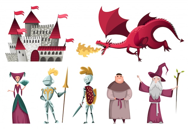 Icons set of Medieval Kingdom Characters.