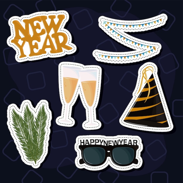 Vector icons set new year