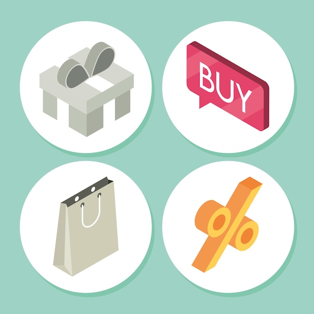 Vector icons set online shopping