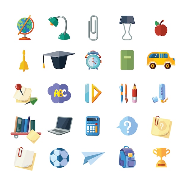 Icons set of school elements