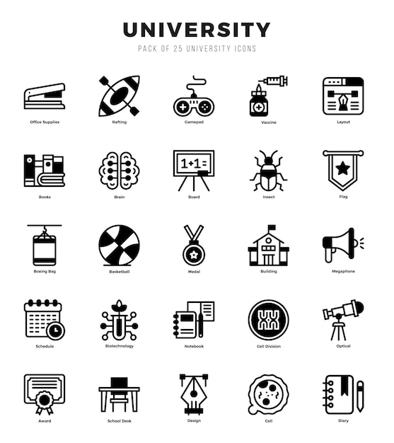 icons set Universiteit voor webapp vector illustratie