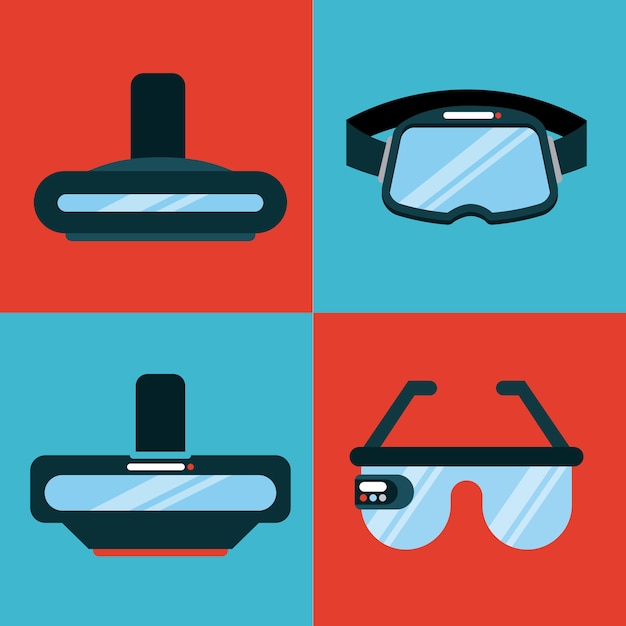 Icons set virtual reality flat