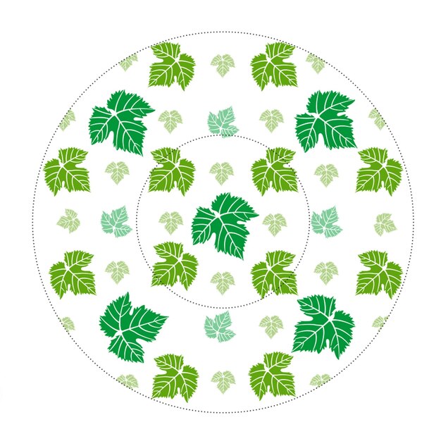 Vector icons set with green leaves pattern cupcakes form temlpate