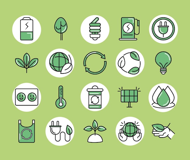 Vector icons sustainable and eco