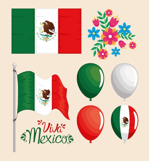 Vector icons of viva mexico