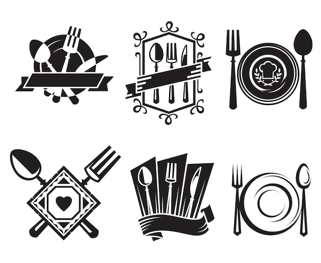 Vector icons with dish knife and fork