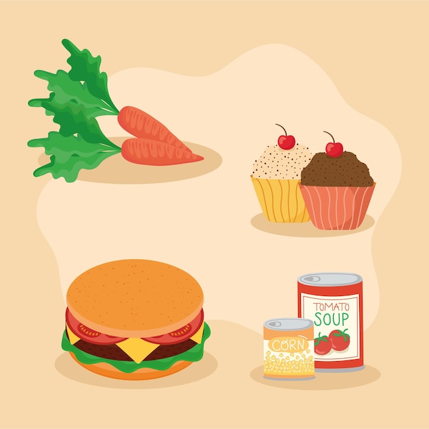 Icons with food to prepare