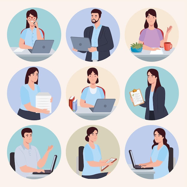 Vector icons with people business