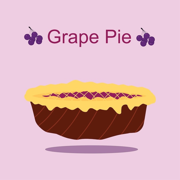 Icoon van Grape Pie Lila Achtergrond Vector