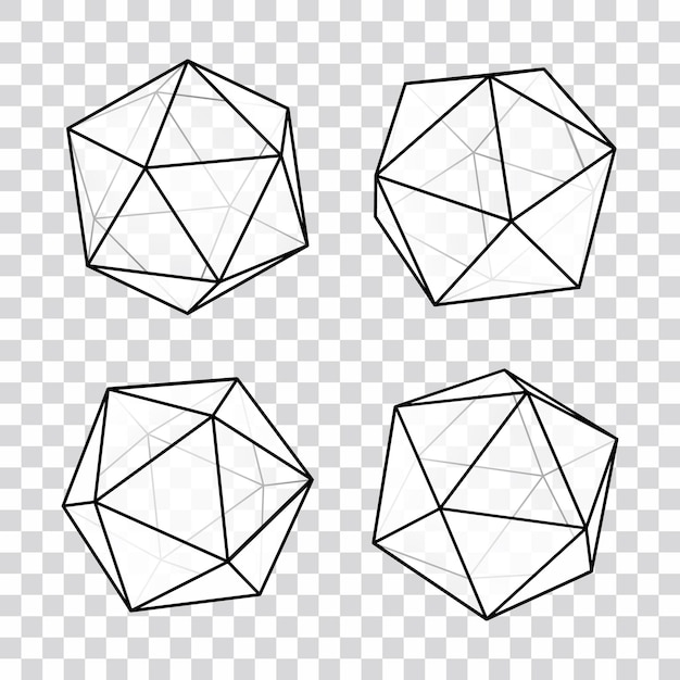 Icosahedrons vector set.