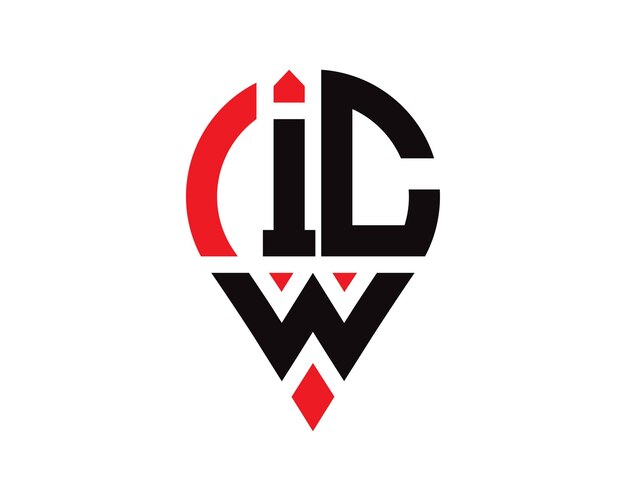 ICW letter location shape logo design ICW letter location logo simple design