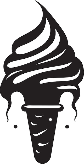アイス・デリケース・コーン・アイコン・エンブレム・チル・インフュージョン・ブラック・ロゴ・アイスクリーム