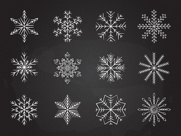 Premium Vector  Snowflake winter set of white isolated icon silhouette on  white gray background.