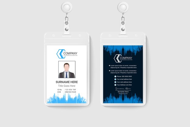 ID card blue watercolor splatter brand identity template