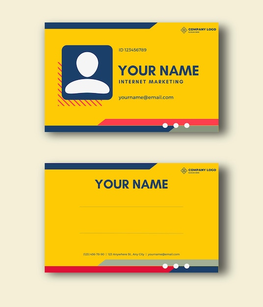 ID 카드 디자인 템플릿입니다. 회사, 기업, 사무실 및 기타 많은 명함에 적합합니다.
