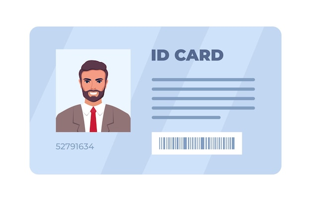 id card personal info data identification document with person photo user or profile card
