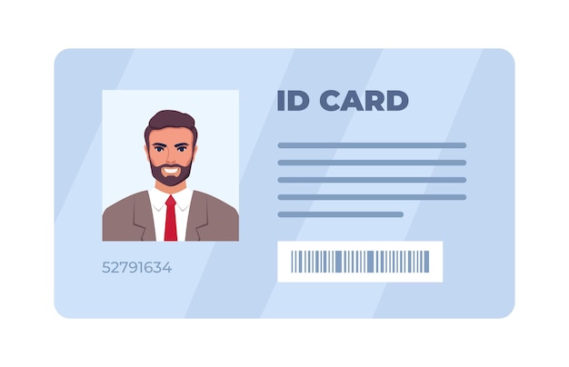 Id card personal info data identification document with person photo user or profile card