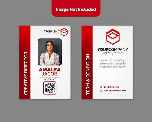 Vector id card red geometric company design