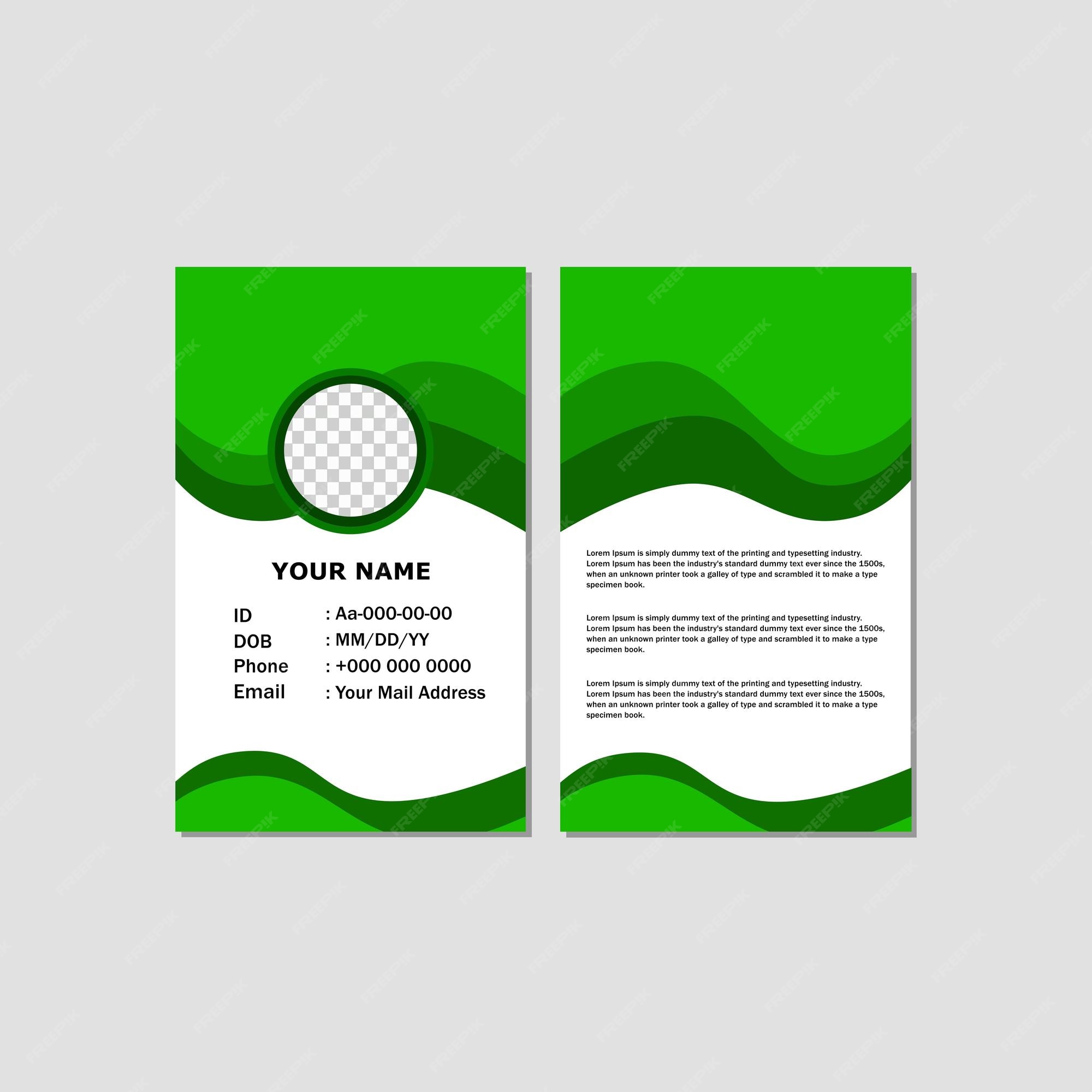 Premium Vector | Id card template design with green color