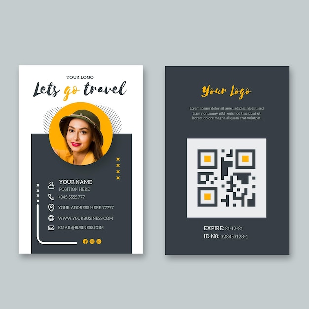 Vector id card template for last minute travel