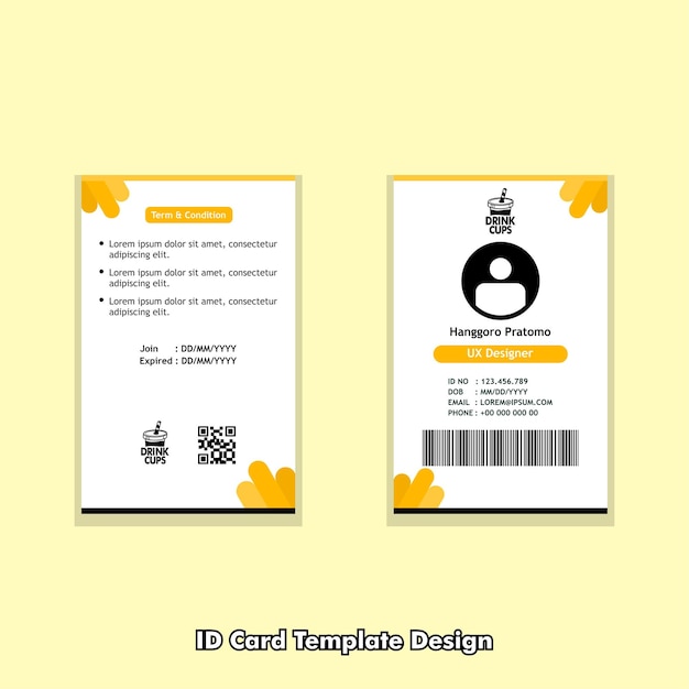 ID card template name concept for company in flat design