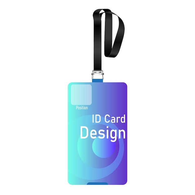 걸쇠와 끈이 있는 Id 카드 템플릿. 그라데이션 그래픽 Id 카드 디자인 템플릿