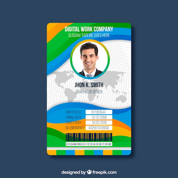 Vector id card template with flat design