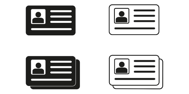 ID カードのベクター アイコン。運転免許証記号、身分証明書、職員証記号