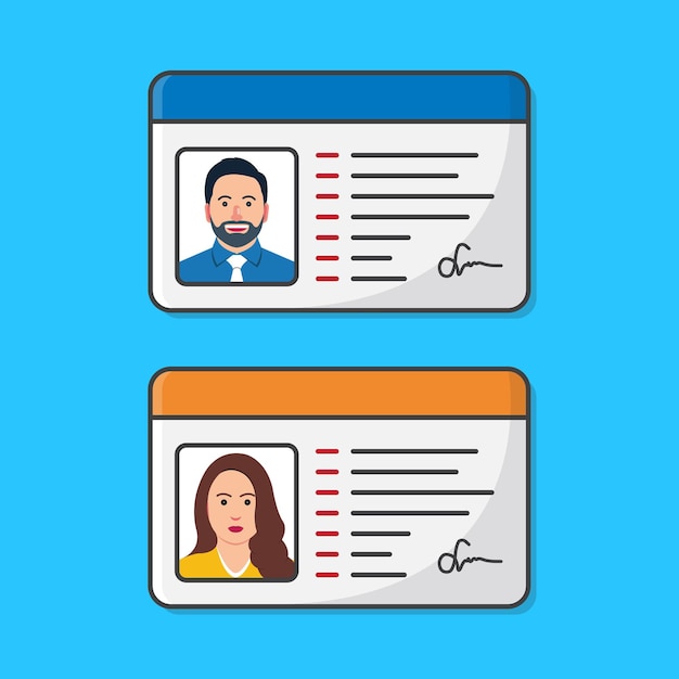 ID Card With Male And Female. The Idea Of Personal Identity