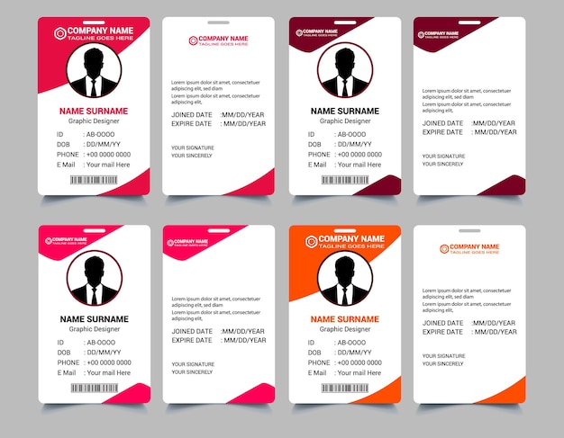 ID-kaart ontwerp bundel school Medewerker ID-kaart ontwerpsjabloon Uniek corporate ID-kaart ontwerp