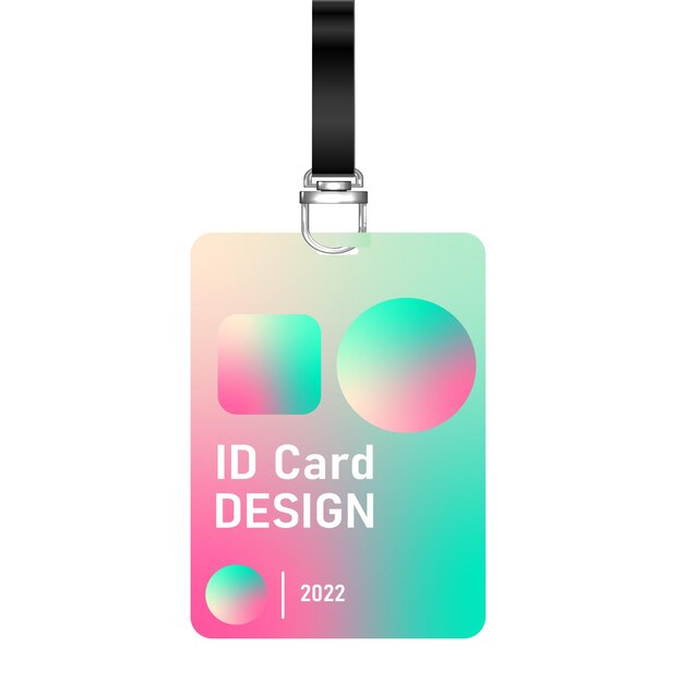 ID-kaartsjabloon met gesp en lanyard. gradiënt grafische id-kaart ontwerpsjabloon